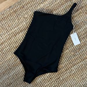 MIKOH Solano Elastic Band Detail One Shoulder One Piece in Night NWT size XS